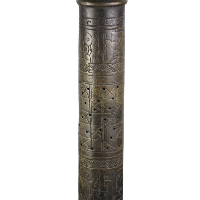 Solid Turkish Brass Candle Holder With Hand Etched Patterns 2 For Sale In Greensboro - Image 6 of 10