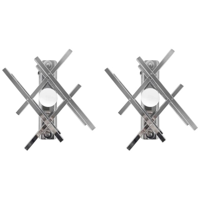 Mid 20th Century Geometric Sconces by Gaetano Sciolari - a Pair For Sale - Image 12 of 12