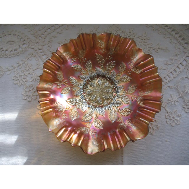 This is a Gorgeous! Antique Fenton Holly Berry Marigold Carnival Glass Bowl that is 9.5" wide and has Fabulous Color lots...