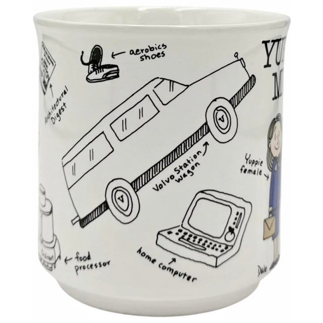 1980s Vintage 1980s Yuppie Novelty Ceramic Coffee Cup Mug For Sale - Image 5 of 11