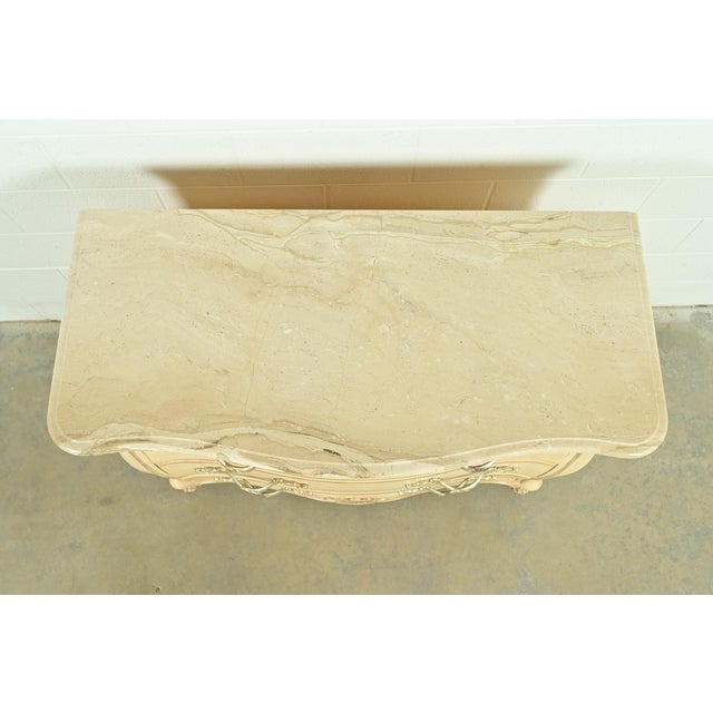 Henredon French Rococo Louis XV Carved Oak and Silver Gilt Marble Top Commode or Chest of Drawers For Sale - Image 13 of 18