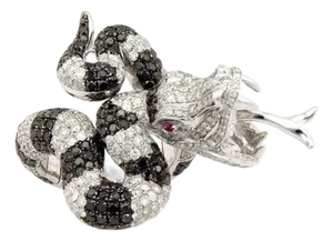 Rattle Snake 18k White Gold Black & White Diamonds Ring