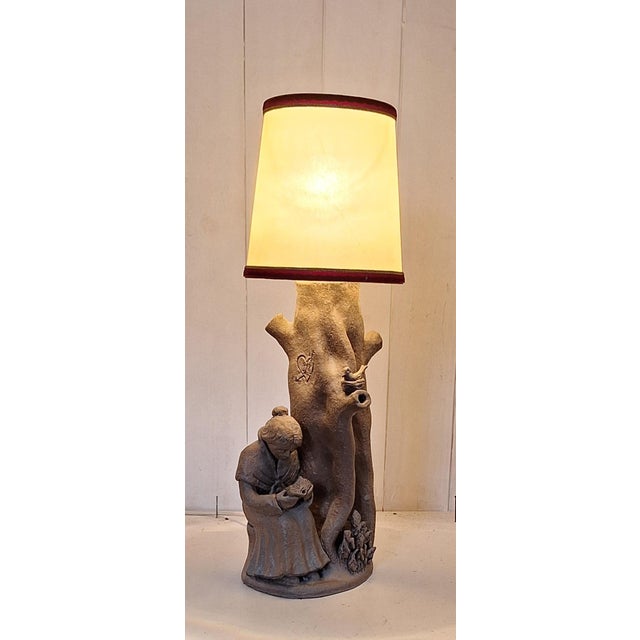 Ceramic Vintage Table Lamp with Figurative Brown Ceramic Base by S. Markus, 1980s For Sale - Image 7 of 7