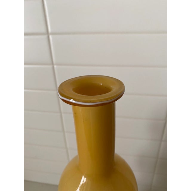 Mid-Century Modern Mid-Century Modern Italian Empoli Murano Cased Amber Bubble-Gurgle Bottle For Sale - Image 3 of 5