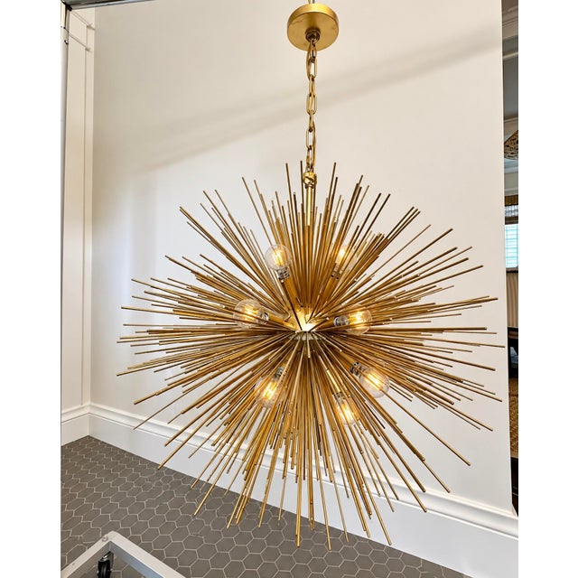 Mid-Century Modern Visual Comfort Strada Medium Round Chandelier Kw5071g For Sale - Image 3 of 13