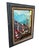 Original signed oil painting capturing a sun-drenched view from a flower-filled balcony overlooking a European mountain...