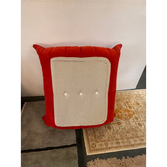 Mid-Century Modern Michel Ducaroy for Ligne Roset Togo Ottoman, Alcantara Goya Red For Sale - Image 3 of 12