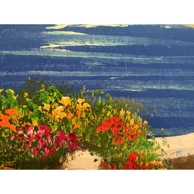 Early 21st Century Mediterranean Coastal Village Oil Painting Seascape Landscape, Italian Riviera For Sale - Image 5 of 6