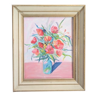 Original Still Life Flower Bouquet Painting Framed For Sale
