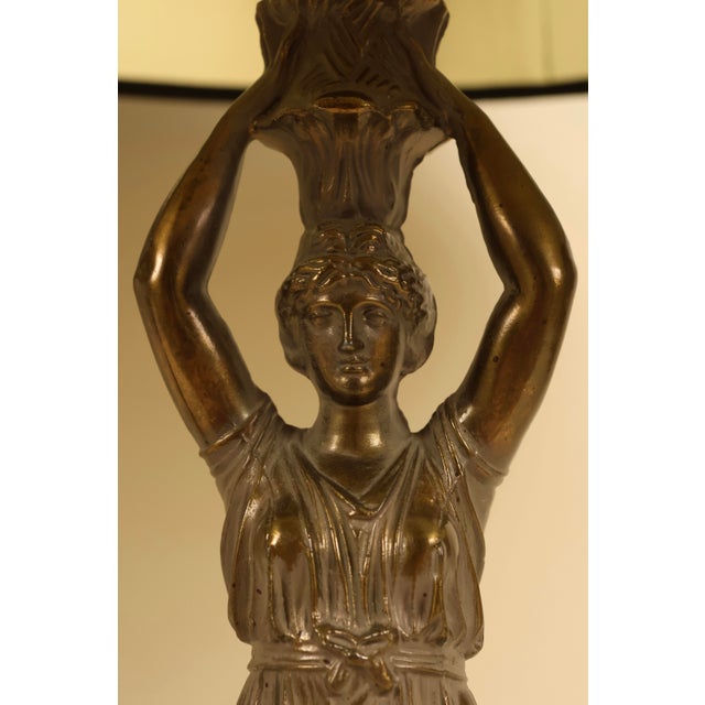 Vintage Neoclassical Alsy Bronze Caryatid Figural Table Lamps - Pair For Sale In New York - Image 6 of 12
