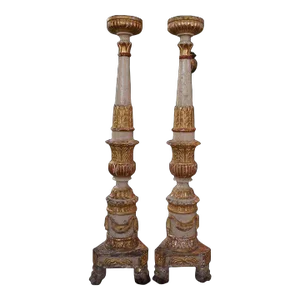 17th Century Italian Alter Candlesticks- a Pair