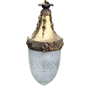 19thc French Antique Louis XVI Bronze W/ Hand Cut Crystal Lantern/ Pendant Ceiling Fixture Attributed to Baccarat