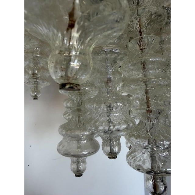 White Chandelier with Murano Glass Pendants from Salviati, 1970 For Sale - Image 8 of 11