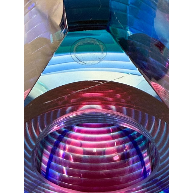 Blue Michael David & Kit Karbler Signed Sculptural Studio Art Glass “Vortex” Bowl For Sale - Image 8 of 8