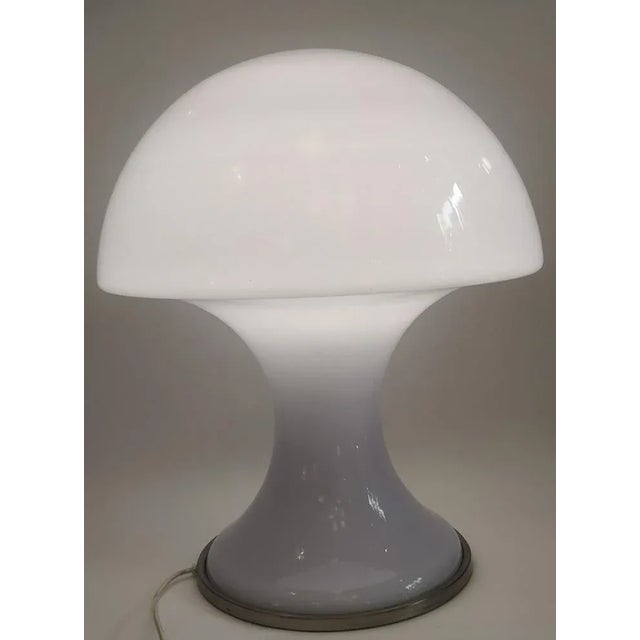 Large White Opal Glass Mushroom Lamp, Italy, 1970s For Sale - Image 3 of 11