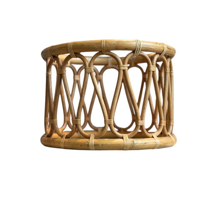 1970s 1970s Rattan Bamboo Plant Stand Base Set of 2 Decor For Sale - Image 5 of 16