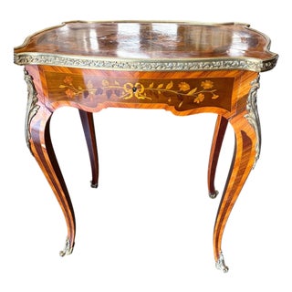 French Louis XV Style Bronze Doré Marquetry Side Table, Circa 1870 For Sale