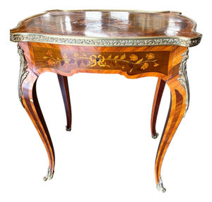 French Louis XV Style Bronze Doré Marquetry Side Table, Circa 1870