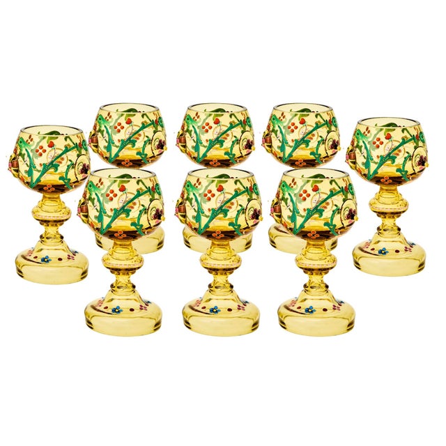Traditional Antique Ten-Piece Moser Enameled Glass Punch Bowl Service, Circa 1880–1890 For Sale - Image 3 of 10
