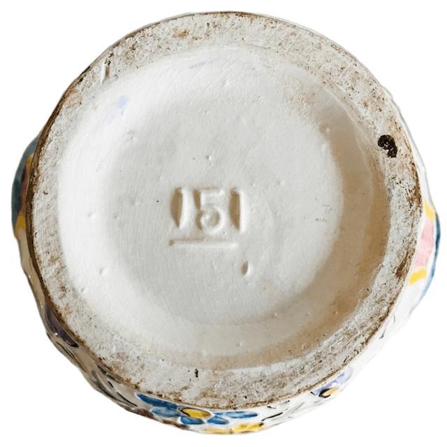 Blue Mid-Century Hand-Painted Majolica Lidded Bonbonnière from Rigo, 1950s For Sale - Image 8 of 9