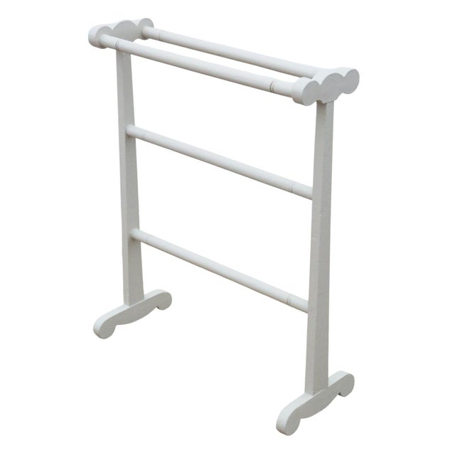 A charming c.1920 towel rail stand, full of lovely age, colour, and patina. This rare decorative find would make a...