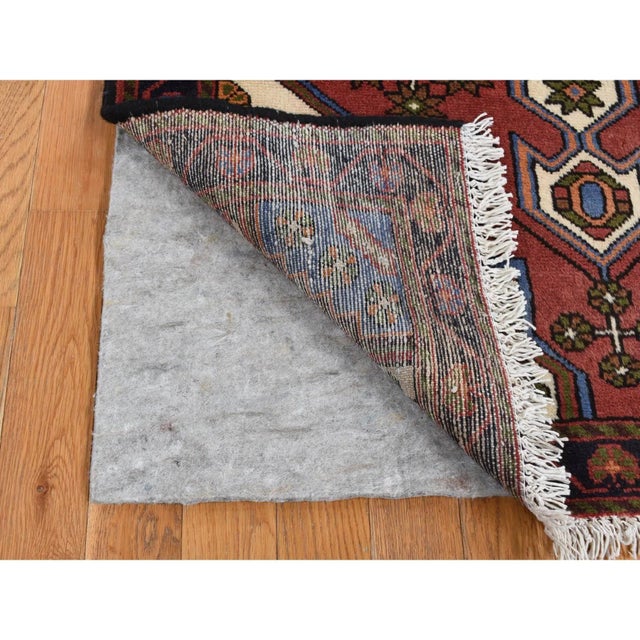 1960 Alabama Crimson Red Vintage Bohemian Persian Hamadan Pure Wool Hand Knotted Rug For Sale - Image 4 of 9