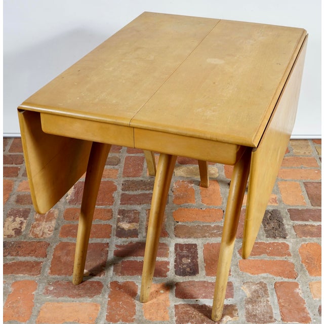 Mid 20th Century Heywood Wakefield Butterfly Drop Leaf Wishbone Dining Table With 2 Leaves For Sale In Miami - Image 6 of 12