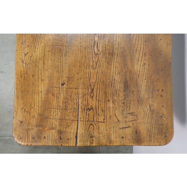 Early 19th Century 19th Century Antique Elm Wood Tavern Table With Game Carving For Sale - Image 5 of 13