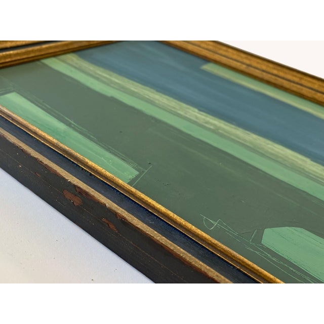 Paint “River Moss" Abstract Art in Vintage Frame, Transitional Living Room Art by JTS For Sale - Image 7 of 9