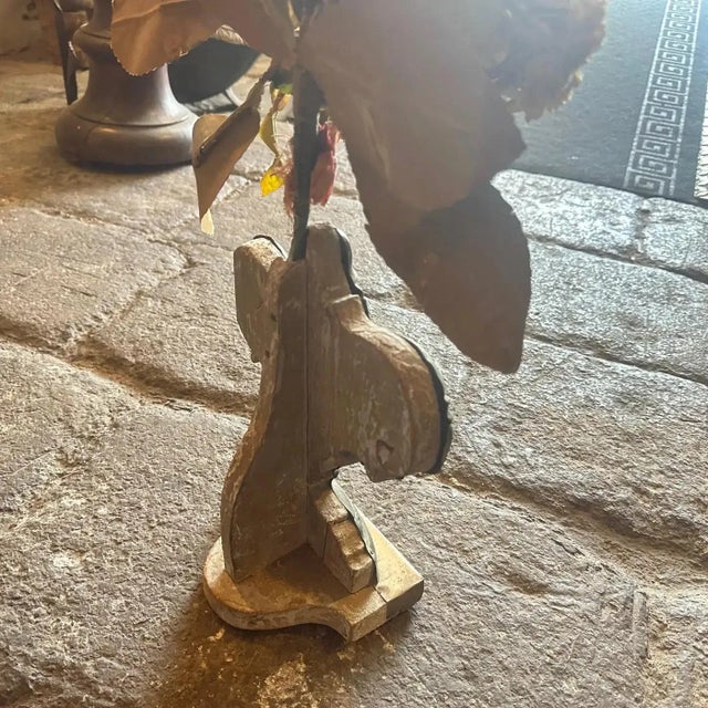 An italian palm holder with original floral composition manufactured in Italy in the eraly 19th century, wood is lacquered...