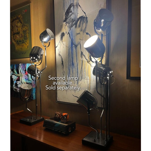 1970s Goffredo Reggiani Style Italian Modern Chrome Spotlight Table Lamp For Sale - Image 6 of 11