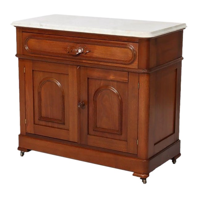 Antique Victorian Renaissance Revival Carved Walnut Commode C1880 For Sale