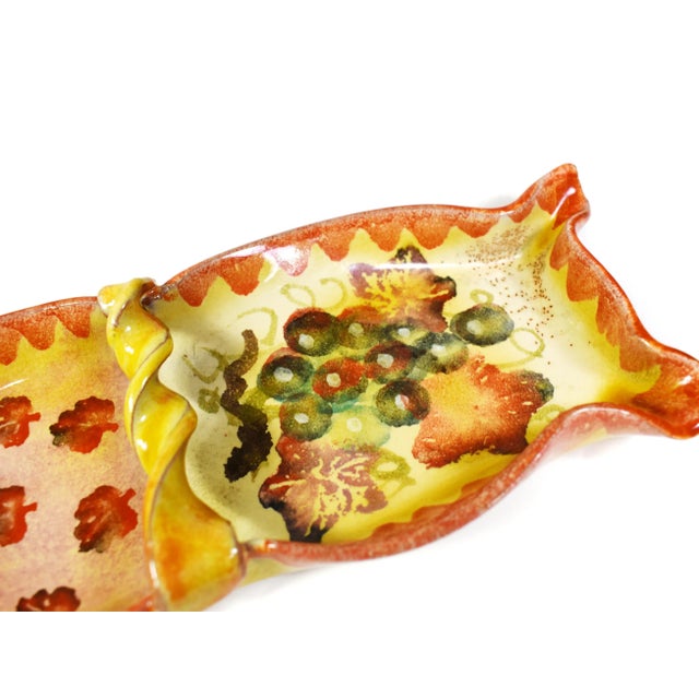 Ceramic Handmade Italica Ars Fatto E Mano Italy Hors d'Oeuvres Pottery Dish with Picks Holder For Sale - Image 7 of 10