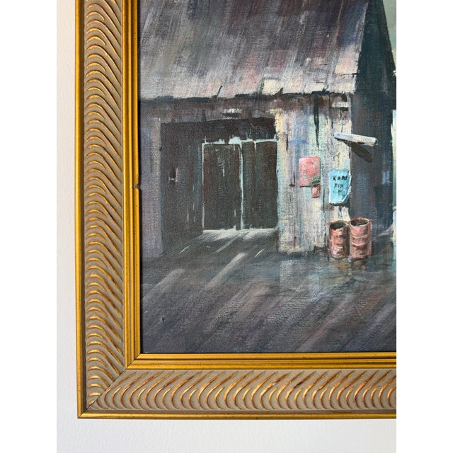 Blue 1970’s Vintage P. D. Kane Seascape Harbor Oil on Canvas Painting – Framed For Sale - Image 8 of 14