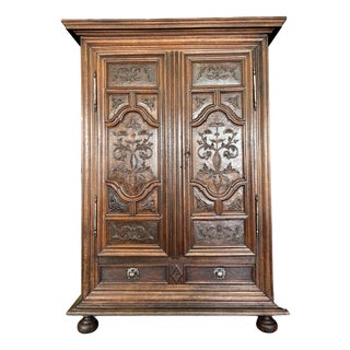 Louis XIII Cabinet in Carved Oak For Sale