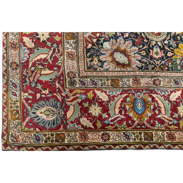 Early 20th Century Fine Antique Persian Tabriz Floral Red Handmade Wool Rug For Sale - Image 5 of 11