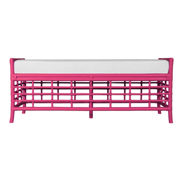 Wood Luna Bench - Pink For Sale - Image 7 of 7