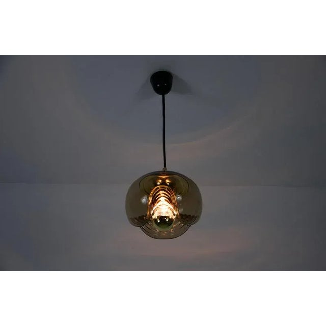 Amber Glass Pendant Lamp attributed to Koch & Lowy for Peill and Putzler, 1960s For Sale - Image 11 of 12