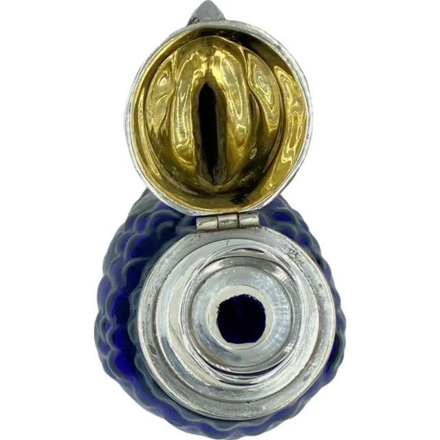 Silver Vintage Novelty Cobalt Blue Cockatoo Bird Claret Jug Decanter Birdcage Cocktail Set- 10 Pieces For Sale - Image 8 of 13