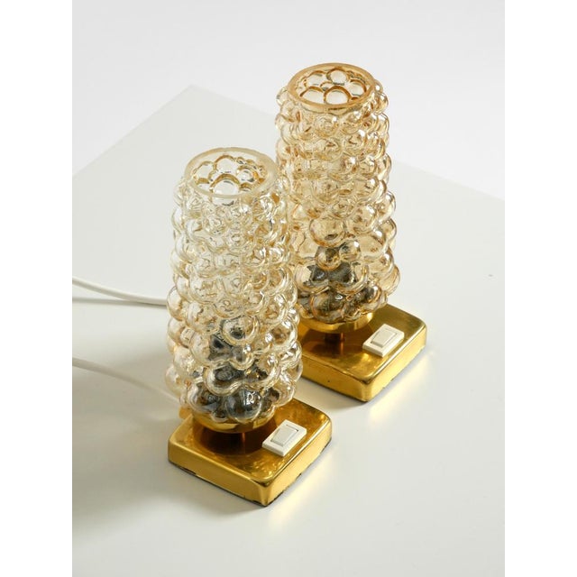 Brass Bedside Lamps with Gold Bubble Glass Shades, 1960s, Set of 2 For Sale - Image 12 of 18