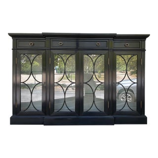 Jonathan Charles Transitional Black Breakfront/Display Cabinet For Sale