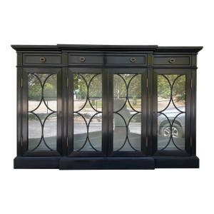 Jonathan Charles Transitional Black Breakfront/Display Cabinet