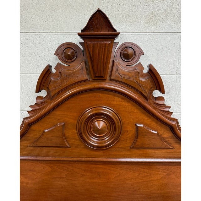 Late 19th Century Antique Full Size Victorian Carved Walnut Bed For Sale - Image 5 of 18