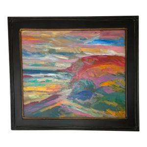 Vintage Original Juan Guzman Maldonado Abstract Fauvist Oil Painting, Framed