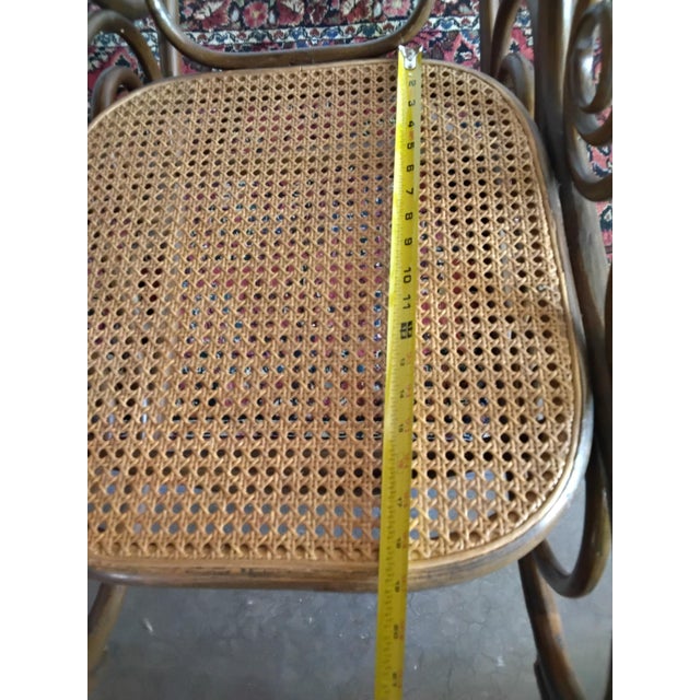 Vintage Thonet Style Bentwood Cane Rocking Chair With Scrollwork For Sale - Image 13 of 14