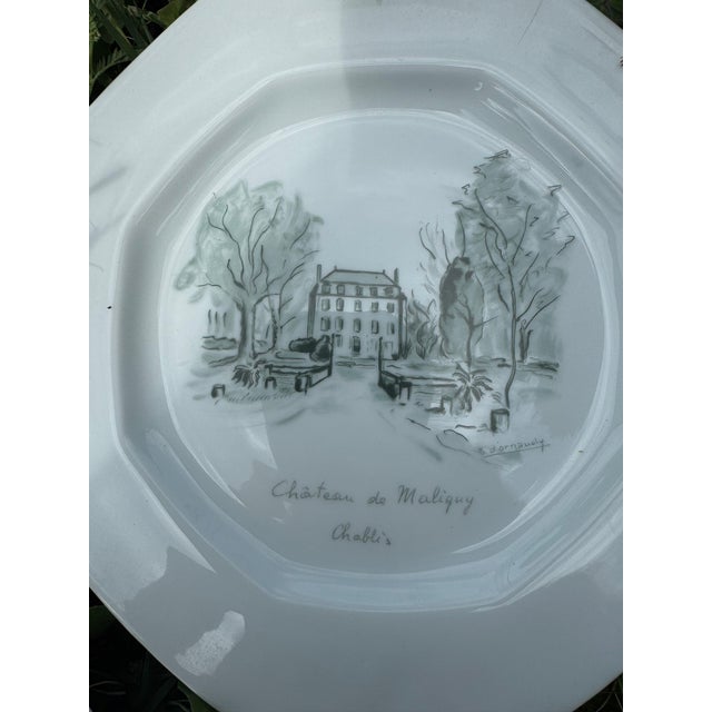 Set of six 20th c castle plates. Six different castles. Signed on back. 9.5” dia 49-083