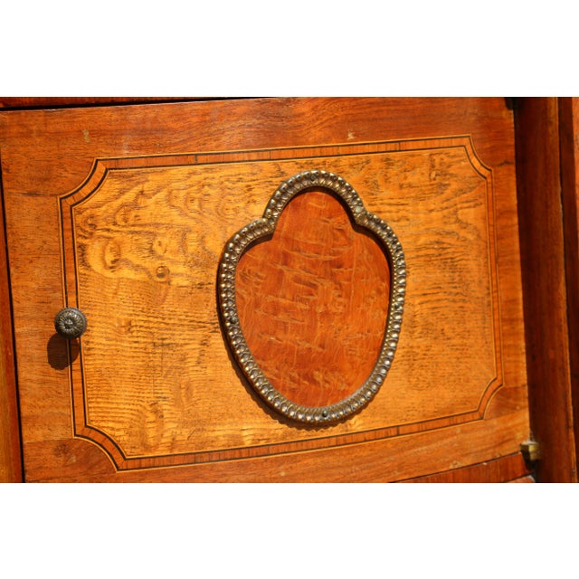 Wood Pair Antique French Louis XV Style Marble Top Inlaid Wood Nightstands, Circa 1940s For Sale - Image 7 of 18
