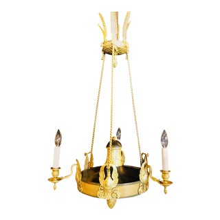 19th Century Empire Chandelier With Full Figure Swan Arms For Sale