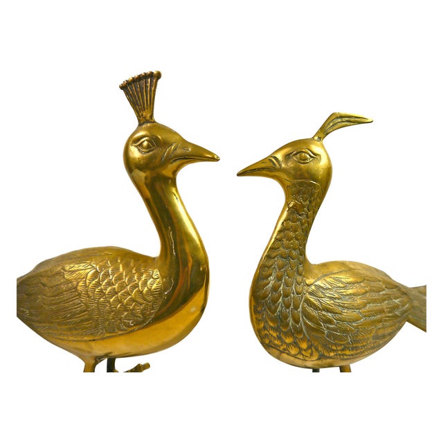 Vintage Brass Peacock Figurines A Pair Chairish