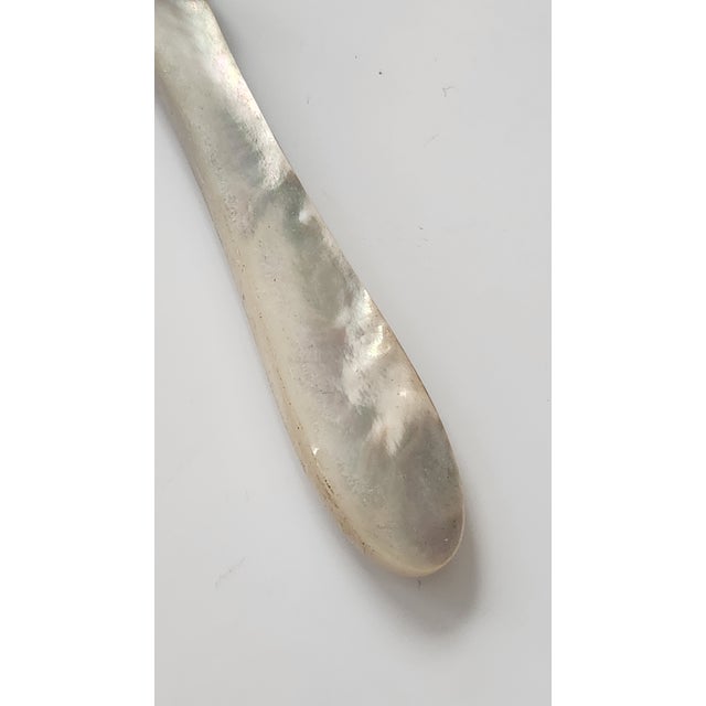 English Vintage Saks Fifth Avenue Mother-of-Pearl Handled Knife, Made in England For Sale - Image 3 of 7